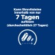 Blaues Bild mit weißem deutschen Text, der behauptet, Struvitsteine in 7 Tagen (Ø 27 Tage) auflösen zu können, sowie Icon eines auflösenden Kristalls.