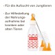 Eine Haustierfütterungsflasche mit einer orangefarbenen Düse und einer Reinigungsbürste, beschriftet mit "beaphar", zum Füttern von jungen oder kranken Haustieren.