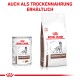 Royal Canin Veterinary Gastrointestinal Nassfutterdose und Trockenfutterbeutel, mit dem Text 'AUCH ALS TROCKENNAHRUNG ERHÄLTLICH' darüber.