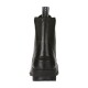 Schwarze Leder-Ankle-Boots mit elastischen Seitenpaneelen und einer Zuglasche, mit einem Logo an der Ferse.