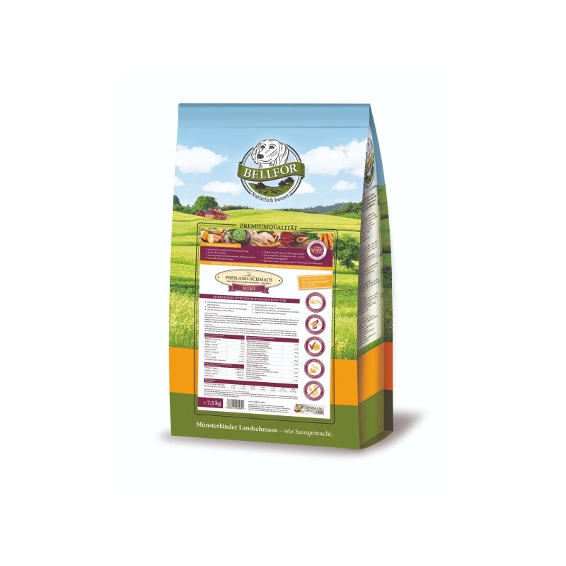 Bellfor Hundefutter für kleine Hunderassen mit Huhn - Freiland-Schmaus Mini - 7,5 kg