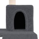 Grauer Katzenbaum mit einem plüschüberzogenen, würfelförmigen Versteck mit einem gewölbten Eingang, ideal für Entspannung und Spiel für Haustiere.