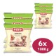 DIBO Kaninchen Tierfutter, mit sechs 1000g Paketen Kaninchenfleisch für Hunde und Katzen, mit einem grünen und weißen Design.