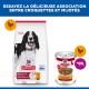 Sac et boîte de nourriture pour chiens Hill's Science Plan avec photo de chien, icônes de poulet ; texte visible : 'Hill's Science Plan' et 'Adult 1-6'.