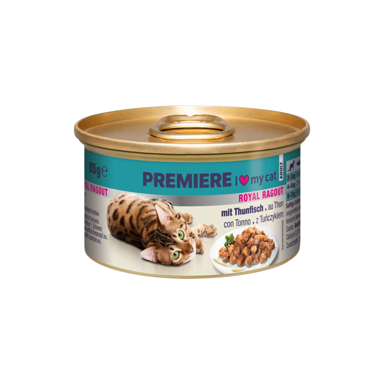 PREMIERE Royal Ragout Nassfutter Katze Adult Thunfisch 18x85 g