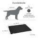 Schwarze Hundedecke für große Hunde, Maße 120 cm x 100 cm, 2 cm dick, geeignet für Rassen wie Labrador und Golden Retriever.