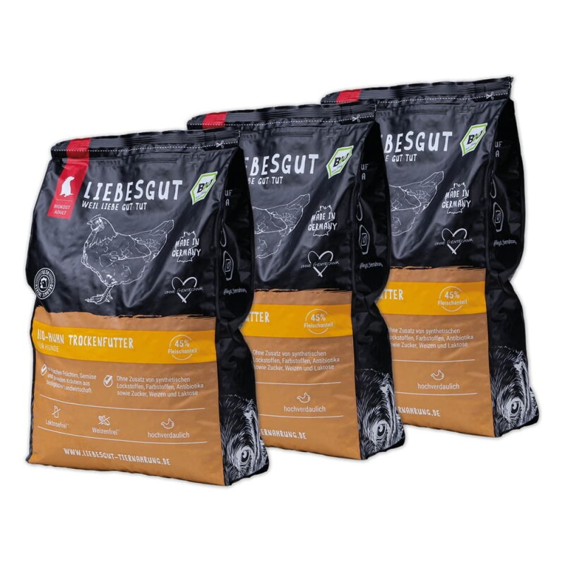 LIEBESGUT Hundefutter Hunde Trockenfutter Bio-Huhn