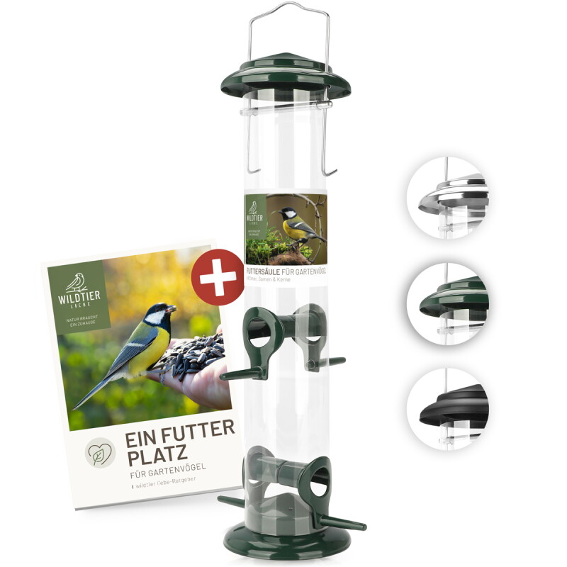 wildtier liebe Futtersäule für Samen, Körner & Kerne 38cm, Grün