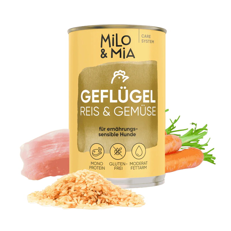 Milo & Mia Geflügel, Reis & Gemüse 6x400 g