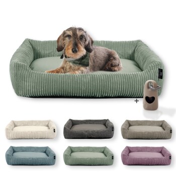 Hundebett waschbar, robuster Breit-Cordstoff mit Gratis-Beigabe