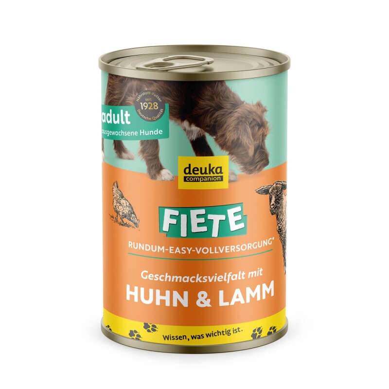 Fiete Adult Huhn & Lamm deutsches Premium-Nassfutter 6x400g Dose