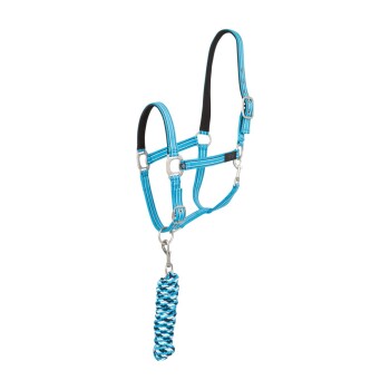 Halfterset Sportsline mit Strick himmelblau WB (Warmblut)