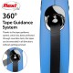 Flexi retractable dog leash featuring a 360° tape guidance system, with a close-up of the tape mechanism and text explaining its functionality.