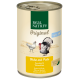 Dosenfutter für Haustiere "Real Nature Original Light" mit Huhn und Pute, beschriftet mit "Huhn mit Pute, Zucchini & Weizenkleie."