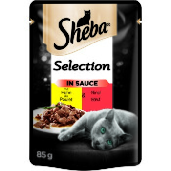 Sheba pouch Selection in saus met en rundvlees 24 x 85 g | MAXI ZOO