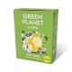 Veganes Hundefutterverpackung von Green Planet by FRED, mit einem Cartoon-Hund, mit dem Text "Kein Huhn mit Reis und Pastinaken" und "VEGAN."