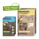 Zwei Premiere-Vogelfutterprodukte: eine blaue "PROTEIN KNÖDEL"-Box mit einem Schwanzmeise und eine braune "Ich liebe meinen Garten"-Box mit Mehlwürmern.