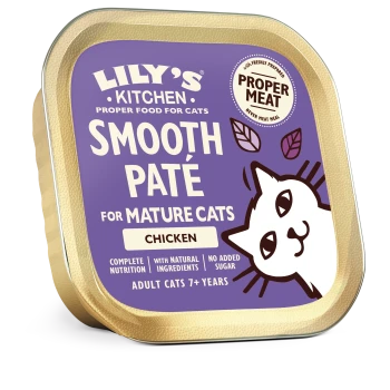 Lily's Kitchen Smooth Paté chicken cat food for mature cats 7+ years, natural ingredients, no added sugar.