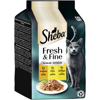 Fresh & Fine Nassfutter Katze Adult, Multipack, in Gelee 36x50 g Truthahn, Huhn und Geflügel