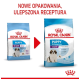 Dwie torby karmy dla szczeniąt Royal Canin: "PUPPY GIANT 45 kg" i "PUPPY 2-8 months GIANT." Tekst powyżej: "NOWE OPAKOWANIA, ULEPSZONA RECEPTURA."