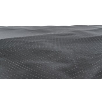 Nahaufnahme einer strukturierten grauen Haustierbettoberfläche mit kleinen gepunkteten Mustern, entworfen für Komfort und Haltbarkeit.