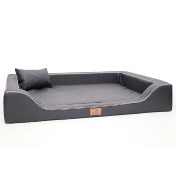 ® Orthopädisches LUXUS-Hundebett MELODY LATEX Anti-Haar Kunstleder schwarz/ graphit 1 m, 22 cm, 75 cm