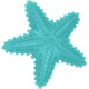 Jouet à mâcher pour animal en caoutchouc turquoise en forme d'étoile de mer, texturé, avec picots saillants et rainures striées.