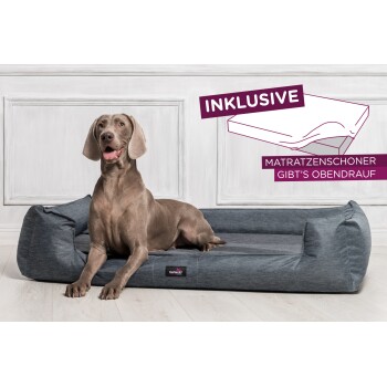 ® GOOFY - Orthopädisches Hundebett aus Polyester inkl. Matratzenschoner hellgrau / grau-meliert 90 cm, 25 cm, 75 cm