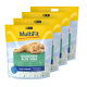 MultiFit Diamonds Aloe Vera Silikat-Katzenstreu, nicht klumpend, 16L, mit Bild einer orangefarbenen Katze auf gelber und blauer Verpackung.