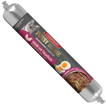 FLEISCHESLUST Pussy Deluxe Katzenmousse-Displaybox – Alleinfuttermittel / Complete feed for cats