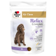 Doppelherz Relax Complex für Hunde, mit einem Labrador auf der Vorderseite, mit "30 Kaubonbons" und Zutaten wie L-Tryptophan und Magnesium.