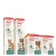 Beaphar IntestoPro Verpackung für Haustiere, mit drei Boxen mit Bildern von einer Katze und Hunden, die die Darmgesundheit mit MOS & FOS fördern.