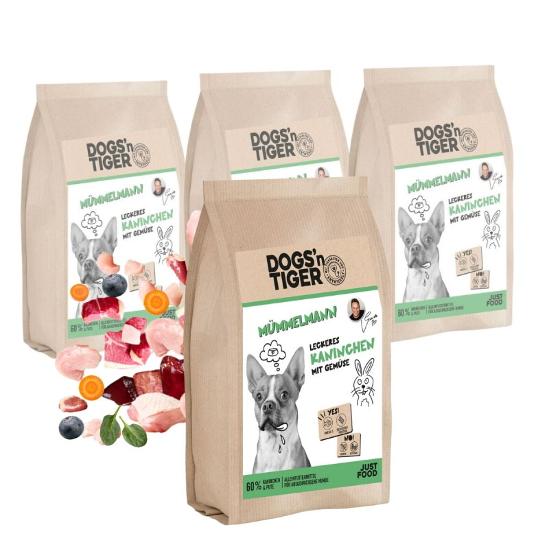 Dogs'n Tiger Adult Mümmelmann Kaninchen & Pute mit Gemüse 4x2 kg