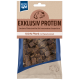 Verpackung für Hundeleckerlis mit "Exklusiv Protein," einer Hundesilhouette und den Highlights "100% Pferd" und "Leckere Fleischwürfel."