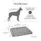 Graues Hundebett für große Rassen, das ungefähr 100 cm mal 85 cm und 10 cm dick ist, geeignet für Hunde wie Deutsche Schäferhunde und Dobermänner.