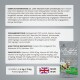 Dr. John Titanium Huhn mit Gemüse Haustierfutterverpackung, die Zutaten, Nährwertanalyse und Fütterungsanweisungen auf Deutsch enthält.