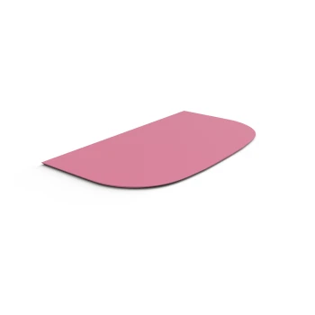 Un tapis pour animaux de compagnie rose avec un bord arrondi, conçu pour le confort et le style dans les soins pour animaux.