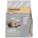 Zak klonterende kattenbakvulling met een speelse kat, gelabeld 'Premiere I ❤️ my cat,' met babypoeder geur en details over gewicht en geurcontrole.