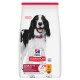 Sac de nourriture Hill's Science Plan montrant un chien noir et blanc portant un collier rouge ; mention « Adult 1-6 Medium 11-25 kg, Chicken »