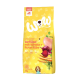Gelbe Tüte Hundefutter mit der Aufschrift 'WOW', die Huhn, Karotten und Rote Beete enthält, mit 67% Geflügel, 33% Gemüse und 0% Getreide.