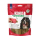 Package of KONG Ziggies dog treats (Sea Kelp formula), image of Bernese dog and hand inserting treat into red KONG toy.