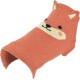 Orange fuzzy pet sweater with fox face, stitched ears and small leash/harness opening