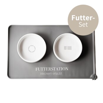 XXL Futterstation 3er Set Katze grau