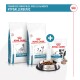 Sacs de nourriture pour chiens hypoallergénique Royal Canin pour petits chiens, un bol de croquettes et des friandises hypoallergéniques, avec un texte soulignant la compatibilité.