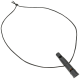 Black dog whistle on a cord, designed for pet training and communication.