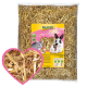 Eine Tüte MultiFit-Stroh-Bettung für kleine Haustiere, mit einem bunten Etikett mit Bildern eines Kaninchens, Meerschweinchens und Hamsters.