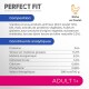 Emballage de nourriture pour animaux étiqueté "Perfect Fit" avec une icône de poulet, montrant 14 % de poulet, 34 % de protéines et 14,5 % de matières grasses.