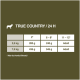 Tabelle mit Fütterungshinweisen für "True Country" Hundefutter, die Mengen für verschiedene Hunderassen und -alter detailliert.