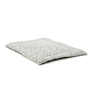 Graues Haustierbett mit einer weichen, strukturierten Oberfläche, entworfen für Komfort und Entspannung.