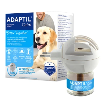 ADAPTIL Calm diffuser voor honden, die ontspanning bevordert in stressvolle situaties. Inclusief een navulling van 48 ml, gaat 30 dagen mee.